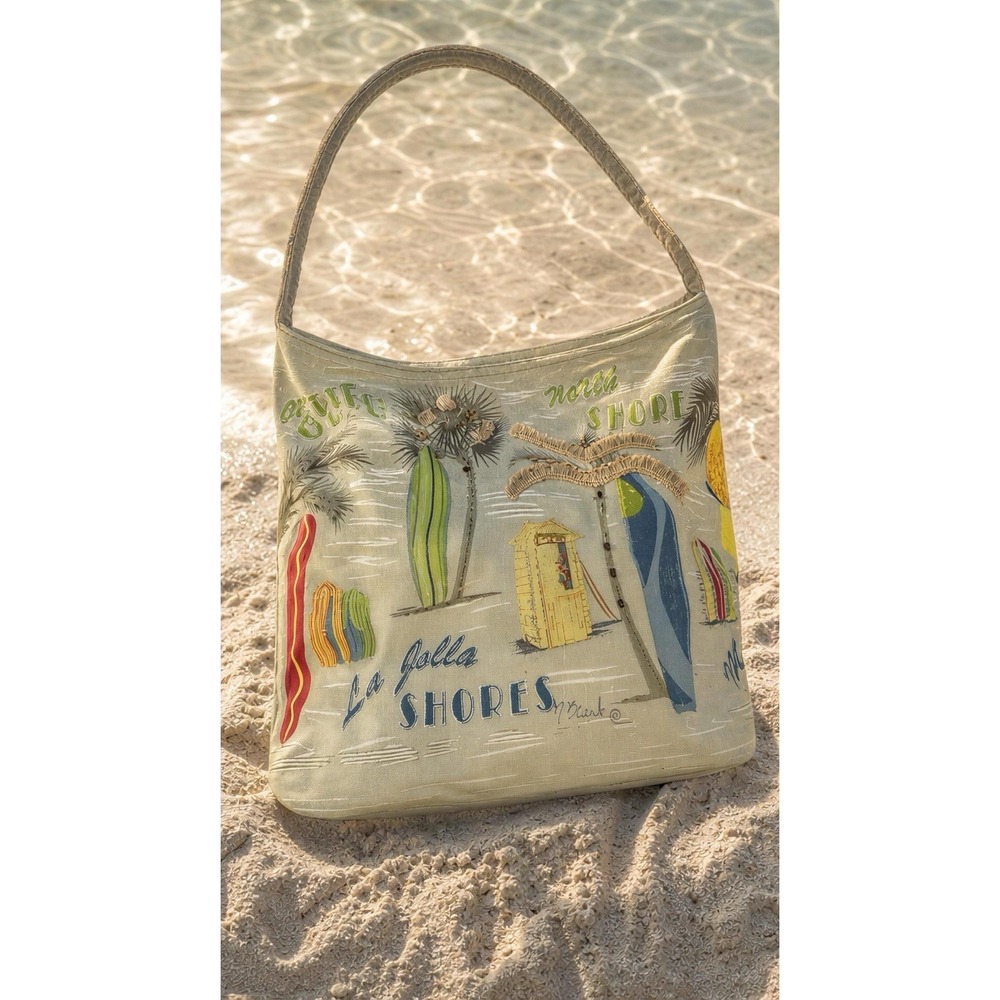 Paul Brent Canvas Beach Bag Tote La Jolla Shores Sun N Sand Collection Zip Close